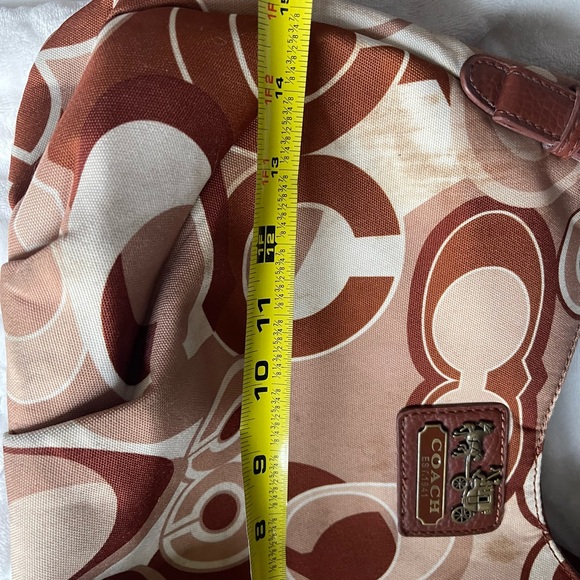 Vintage Coach brown Maggie 16505 Leather Madison OP Art Large Handbag FLAWED - Picture 14 of 15